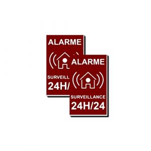 LOT DE 2 Plaques alarme PVC acrylique GRAVURE &eacute;paisseur 1.6mm de dimensions 40x25mm dissuasif pour propri&eacute;t&eacute; priv&eacute;e et maison - adh&eacute;sif au verso - r&eacute;sistant intemp&eacute;ries et UV - pas de stickers (Ideevecto, neuf)
