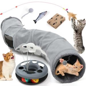 XIAPIA Tunnel pour Chat Pliable, Jouet Interactif pour Chaton et Chiot, Tunel Chat Jeu avec Balle, Tunnel Lapin, Cobaye, Furet, pour Exercice en Intérieure et Extérieure pour Chaton (HOPE MZ, neuf)