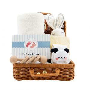 7 en 1 Coffret Naissance Cadeau, Panier personnalisé pour Baby Shower, Idéal Cadeau pour Naissance, Bébé garçons et filles, fête de la révélation du sexe, La première rencontre, blanc (Funny Baby store, neuf)