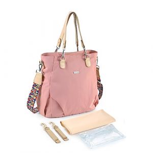 SONARIN Élégant Sac à Langer Imperméable, Grande Capacité, Bandoulière pour Bébé, Maternité et Voyage avec Matelas à Langer & Crochets (Rose) (SONARIN FR, neuf)