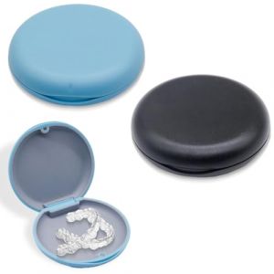 2 PCS Boite Gouttiere Dentaire Orthodontique,Boîte Gouttiere Dentier,Boite Porte Etui Prothese Dentaire,Boite Aligneur, Boîte de Rangement pour Prothèses,Noir et Bleu (Newbilty OU, neuf)