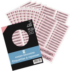 200 pièces (rouges) étiquettes thermocollantes personnalisées/pour vêtements/étiquettes de linge 3 tailles dans un set de feuilles/jusqu'à 90 degrés/pour la maternelle, la garderie et l'école (tampon-personnalisé, neuf)