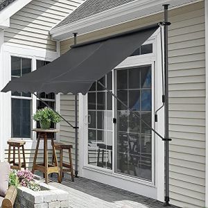 pro.tec Store Banne Manuel R&eacute;tractable pour Terrasse Marquise Soleil de Balcon Auvent T&eacute;l&eacute;scopique Hauteur et Inclinaison R&eacute;glable sans Per&ccedil;age Acier Polyester 150 x 120 x 200-300 cm Anthracite (Premium xl, neuf)
