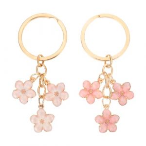 Ouligay Lot de 2 porte-clés en forme de fleur, pendentif de sac pour femme, mignon, breloques, décoration, cadeau de fête des mères (rose, blanc), Rose/blanc (Bonisq, neuf)