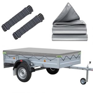 Bâche Remorque, 209x115x10cm Bache Remorque, IMPERMÉABLE Protection Plate avec Corde, Idéal pour Böckmann TPV EB2 & EU2, Pongratz, Stema 750kg und 500kg/750kg/850kg 202x107cm Remorque (MRWi, neuf)