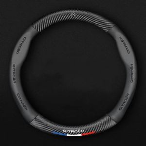 Housse de Volant de Voiture pour Citroen Berlingo 2(II) 3(III) I 2015-2018 2018-2024, Antid&eacute;rapant Respirant Couvre Prot&eacute;g&eacute; Volant Souple Accessoires Decoration Cadeau,Black-Round (AALWL, neuf)