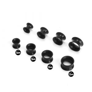 4 Paires silicone tunnel oreilles kit ecarteur oreille noir doux et non irritant &eacute;carteur oreille 6mm/8mm/10mm/12mm emp&ecirc;cher la prolif&eacute;ration bact&eacute;rienne ecarteur oreilles tunnels plugs double &eacute;vas&eacute; (kaitianhongdianzi, neuf)