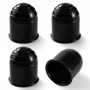 VooGenzek 4 Pièces Cache Boule Attelage, 50mm Couvercle D'attelage de Remorque en Plastique, Capuchon de Protection de Boule d'attache Remorque, Couvercle de Boule de Remorquage, Noir (VooGenzek, neuf)