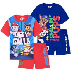 Get Trend Paw Patrol Pyjama Enfant Garcon &Eacute;t&eacute; Ensemble Pyjama Court Lot 2 V&ecirc;tement de Nuit D&eacute;tente ou Sommeil Cadeau Gar&ccedil;on (2-3 Ans, Multi Paw Patrol 2 Pack) (Get Trend., neuf)