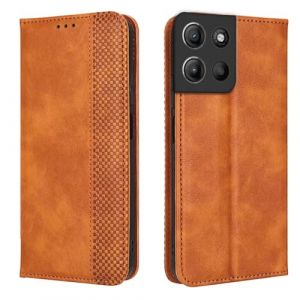 EASSGU Coque pour Motorola Moto g15 / Motorola Moto g15 Power (6.72" inches), Etui Flip Folio en Cuir PU avec Interrupteur Magn&eacute;tique, [3 Fentes pour Cartes] [1 Portefeuille] Housse - Marron (EASSGU, neuf)