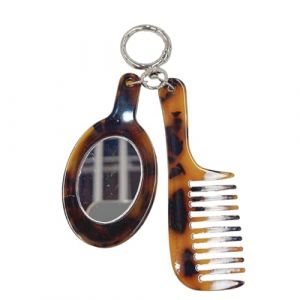 Porte-clés à la mode multifonctionnel léopard peigne porte-clés pour soins capillaires élégants porte-clés créatif porte-clés sac pendentif accessoire (DJFqin, neuf)