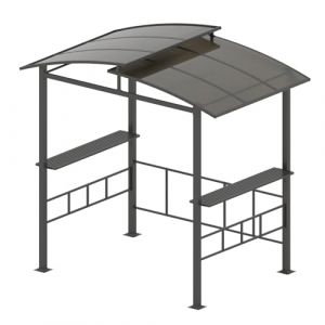 COSTWAY Tonnelle de Barbecue Exterieur avec Toit Rigide en PC, Abri Barbecue avec Étagères Latérales Crochets Cadre Métallique, Tente de Canopée à Double Niveau pour Jardin Terrasse (FDS GmbH, neuf)