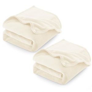CozyLux Lot de 2 Plaid Couverture Polaire en Flanelle 260 g/m&sup2;, Couverture lit Jete de Canape 2 Personnes, Jet&eacute; de Canap&eacute; 150x200 cm, Grand Canap&eacute; Chaud et Doux - Blanc Cr&egrave;me (CozyLux-EU, neuf)