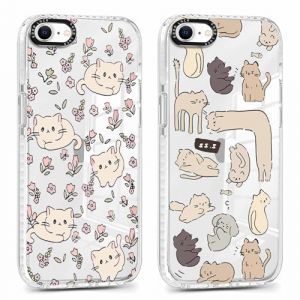 Xylota 2 Pi&egrave;ces Coque pour iPhone 16e/SE 4/SE 2025 6,1", Transparente Mignon &Eacute;tui avec Anim&eacute; Motif Chat, Ultra Mince TPU Souple Silicone Clair Housse Antichoc Protection Case Cover pour iPhone 16e, 04 (AMCREST HOLDINGS, neuf)