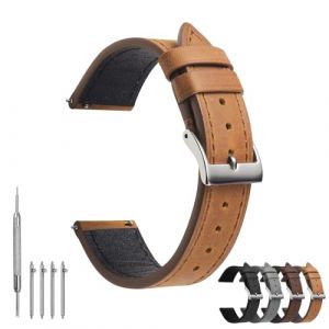 TODYSTRAP Bracelet Montre en Cuir 18mm, Bracelet de Montre Kaki pour Homme, Bracelets Montres Souple de Remplacement, Montre Bracelet avec Boucle en Acier inoxydable, 18mm 20mm 22mm 24mm (TODYSTRAP, neuf)