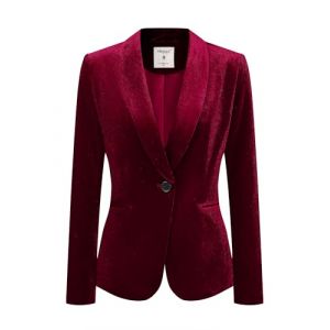 Allegra K Blazer en Velours Femme &agrave; Col Ch&acirc;le avec 1 Bouton D&eacute;guisement Blazer d'affaires D&eacute;contract&eacute; Veste Automne pour C&eacute;r&eacute;monie Bordeaux 3XL (Weisser Berg, neuf)