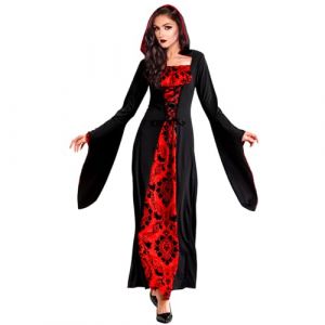 KEEBAX Costume de Vampire Fille: Déguisement Vampire Femme - Gothique Royale de Vampire avec Collier, Enfant Costume de Victorien pour Halloween Carnaval Jeu de Rôle (L (165-170 cm)) (GuoRongMei, neuf)