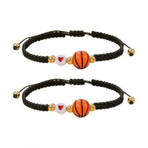SGSCFG 2 Pi&egrave;ces Basketball - Bracelet Enthusiast, Bracelet De Basket-Ball C&acirc;ble R&eacute;glable, Bracelet D'Amiti&eacute;, Cadeau De Basket, Basket-Ball pour Enfants, Cadeau pour Les Gar&ccedil;ons. (KE HONG LTD, neuf)
