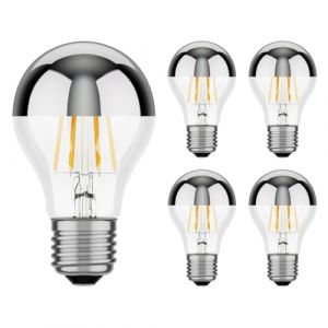 ledscom.de 5 ampoules LED E27, A60, blanc chaud (2700 K), 6 W, 667lm, miroir de t&ecirc;te (argent) (LEDs Com GmbH, neuf)