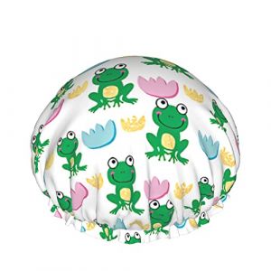 Bonnet de douche grand vert grenouille souriante bonnets de bain bonnet de cheveux portable Grace bonnet de douche étanche réglable pour salle de bain baignoire spa de bain (DoubleShopShow, neuf)