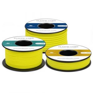 Abma Cord Fils Elastique 3mm x 10m Cordon Elastique Rond Corde Elastique Sandow Elastique Ficelle pour Bracelet, Masques, Collier, Bijoux, Chapeau, Camping - Jaune Néon (Abma Cord EU, neuf)