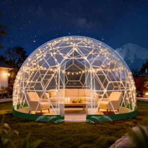 Serre de Jardin Igloo dôme de 4.6 x 2.9M avec guirlandes Lumineuses, Tente dôme géodésique pour 8 à 12 Personnes, Tente dôme géodésique, Serre de Jardin Igloo, Tente dôme pour arrière-Cour, Noël, fête (Yanchuang Store, neuf)