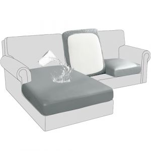 BXFUL Housse de Coussin de Canapé, Housse Coussin D'assise Extensible Antidérapant Housse de siège de canapé pour canapé imperméable, Simili Cuir Housse de Coussin de Canapé (3 Places,Gris Clair) (ZIQIONG, neuf)