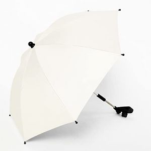 JIEXUHDE Parasol de landau, parasol universel, parasol anti-UV, parasol pour poussette, pare-soleil pour landau avec poignée de parasol et pince de fixation réglable, diamètre 75 cm (blanc) (DYUNE, neuf)
