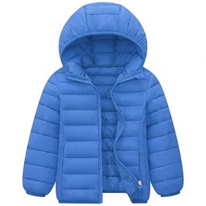 LSHDCER Doudoune Enfant Courte Veste Matelass&eacute;e en Coton de Couleur Unie Manteau Hiver &agrave; Capuche &agrave; Manches Longues pour Gar&ccedil;on Fille,Bleu Royal,180/14-15 Ans (LSHDCER-EU, neuf)