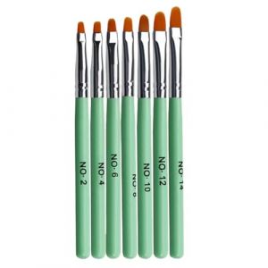 LRXIYODE Lot de 7 set de Pinceaux pour Nail Art Vert Pastel Manche en Bois Stylo &agrave; Ongles pour D&eacute;coration Pr&eacute;cise Accessoires de Manucure Professionnels et DIY Pinceaux de Peinture (XPWU, neuf)