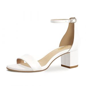 PIZZ ANNU Sandales Femme Été Confortable Talon Bloc Bout Ouvert Mode Glitter Chaussures Mariage Bride Blanc EU 41.5/42 (PIZZ ANNU-EU, neuf)