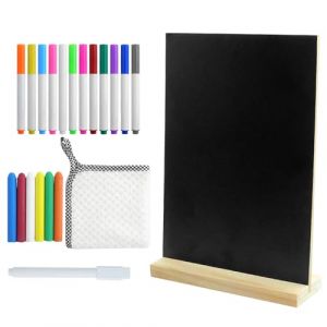 1 petit tableau &agrave; craie 15 x 20 cm - Petit tableau en ardoise &agrave; &eacute;crire - Avec socle en bois - Pour cuisine, mariage, bar, restaurant - Avec 1 craie liquide blanche (EUGENE MCLAUGHLIN LTD, neuf)