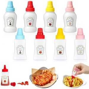 XBFOCNH 8 Pi&egrave;ces Mini Bouteilles de Ketchup,Mini Flacon Souple,Rechargeables en Plastique,Vinaigrette R&eacute;cipient Sauce Salade Squeeze,pour Vinaigrette,Sauce, Confiture(23ml+25ml) (GU HONGHUI DE SHOP, neuf)