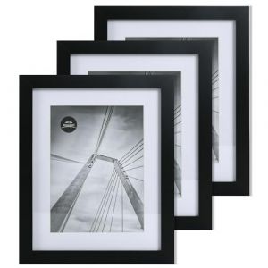 lincoolart Lot de 3 cadres photo, 20 x 25 cm, en bois MDF, noirs, avec verre acrylique, pour photos 15 x 20 cm avec passe-partout ou 20 x 25 cm, sans passe-partout (lincool, neuf)