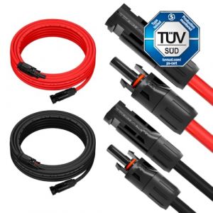 SIGA C&acirc;ble de rallonge Solaire 4mm&sup2; 2x10m avec Connecteur MC4 &ndash; PV Cable H1Z2Z2-K Ensemble en Rouge et Noir Photovolta&iuml;que pour Installation R&eacute;sistant aux UV (Winnerbatterien, neuf)