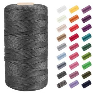 CAMAL Ficelle Nylon Fil Nylon 1.5mm Cordon Bracele 200m Corde Fine Corde pour Bracelet Fil Tress&eacute; pour Bricolage Artisanat, Bonnets, Sac Au Crochet (Gris Fonc&eacute;) (CAMAL-UK, neuf)