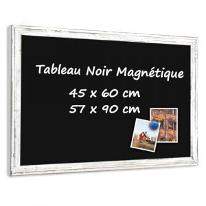 QUEENLINK Tableau Noir Magn&eacute;tique pour mur, tableau blanc encadr&eacute;, 57 x 90cm Tableau noir d&eacute;coratif, tableau r&eacute;tro rustique &agrave; la craie pour menu de restaurant, cuisine et chambre d'&eacute;tudiant (QUEENLINK, neuf)