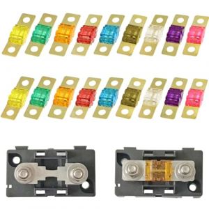 18 Pcs Fusible Voiture, Midi à Courant élévé Bolt-on Fusible 32V 20/30/40/50/60/70/80/100/120 Fusible à Plats,Mini Fusibles pour Voitures, Camions, Véhicules de Construction, Bus, Caravanes (Hundredweat, neuf)