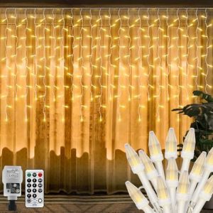 CORST Rideau lumineux de Pâques extérieur de 6 m x 1 m avec prise - 300 LED - Guirlande lumineuse pour fenêtre - Guirlande lumineuse pour l'intérieur et le jardin - Avec télécommande - Liable - Câble (CORST_MALL, neuf)