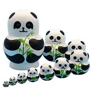 FEEL YAN Lot de 10 poupées russes gigognes en bois, motif animal mignon, jouet éducatif en bois pour enfants (FEEL YAN, neuf)