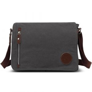 FOLOVEYA Vintage Sac à Bandoulière Homme 14 Pouces Ordinateur Portable Sacoche Messager Multiples Poches Toile Besace pour Bureau Travail Collège Voyage Sacs d'épaule Gris (BESTELEGANCE LTD-FR, neuf)