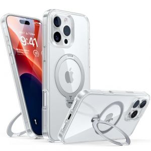 TORRAS 360&deg; Ostand Spin pour Coque iPhone 16 Pro [Support Magn&eacute;tique Rotatif 360&deg;] [Protection Militaire], [Finition Mate Antid&eacute;rapante et Antitraces] - Transparent (TORRAS Direct, neuf)