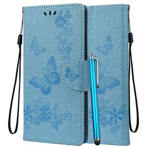 LEMORRY Coque pour Wiko Power U30 Etui Cuir Doux Portefeuille Pochette Cover Protecteur Magn&eacute;tique Fente pour Carte TPU Silicone Etui Housse Wiko Power U30, Papillon Bleu (Lemorry, neuf)