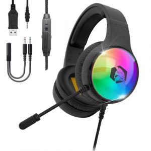 EMPIRE GAMING – Icarus S16 Casque Gamer RGB - pour PS5, PS4, Xbox One/Series, PC, Mac, Smartphones, Tablettes - Télécommande - Son Stéréo Haute Définition - Microphone Flexible (OptimumWay France, neuf)