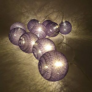 Guirlande Lumineuse Boule Coton, DOTBUY Decoration Noël, LED Guirlande Lumineuse à Piles, Enfant, Chambre Mariage Halloween Décorations Romantique (Raisin violet,1.8M/10LED) (DOTDOT SHOP, neuf)