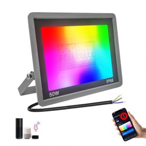 Fosingut RGBCW Projecteur LED Extérieur 100W,Spot LED Couleur 2700K-6500K,Contrôle l'APP/Musique Sync/Minuteur/Dimmable/Étanche IP66 Luminaire RGB Éclairage Extérieur Murale pour Jardin,Cour,Noël,Fête (Teyinuo Lighting, neuf)