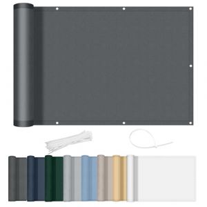AXT SHADE Brise Vue Balcon 90x600cm Imperméable Cache Vue Balcon Protection UV Opaque Résistant aux Contre Vent avec Trous et Serre Câbles pour Exterieur Terrasse-Anthracite (Vanilla Home, neuf)
