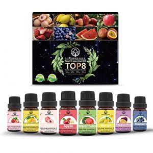 Coffret Huiles Essentielles, Diffuseur d'Aromathérapie Bio Huiles de Parfum Fruité, Huiles Parfumées Premium pour Diffuseur, Savon, Fabrication de Bougies, Humidificateur (8 x 10 ml) (Mindbreaker, neuf)