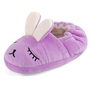 LACOFIA Pantoufles de Lapin pour Enfant garçon ou Fille Chausson Animaux en Peluche d'hiver antidérapants Violet 22/23 EU (Lacofia, neuf)