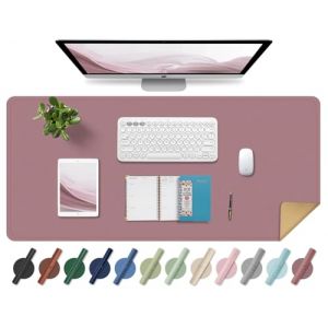 BLESWIN Tapis de Bureau en Cuir, Tapis de Souris Large et Antidérapant, Tapis Protecteur de Bureau Imperméable, Tapis de Bureau pour L'écriture, Tapis Buvard de Bureau Décoratif (Violet Rose, 80x40CM) (YoursTrust-EU, neuf)